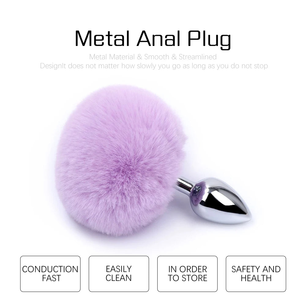 Plug anal queue de lapin gode en métal – petits jouets anaux en acier inoxydable