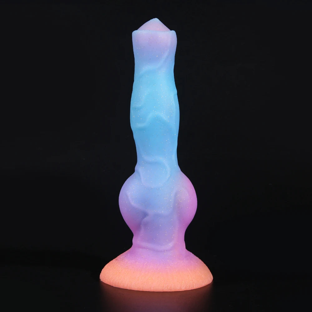Luminous Dog Dildo Butt Plug - Silicone Lifelike Animal Dildos Vagina Prostate Massager