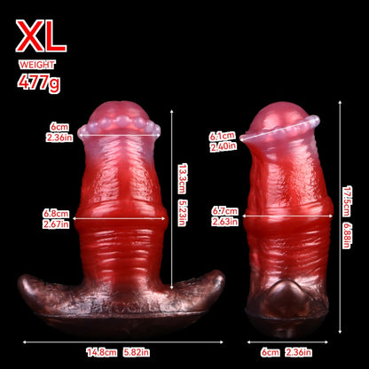 Gode ​​anal fantaisie avec gode ceinture et plug anal – Sextoys en silicone rouge sang, semblables à des bêtes, pour une pénétration profonde