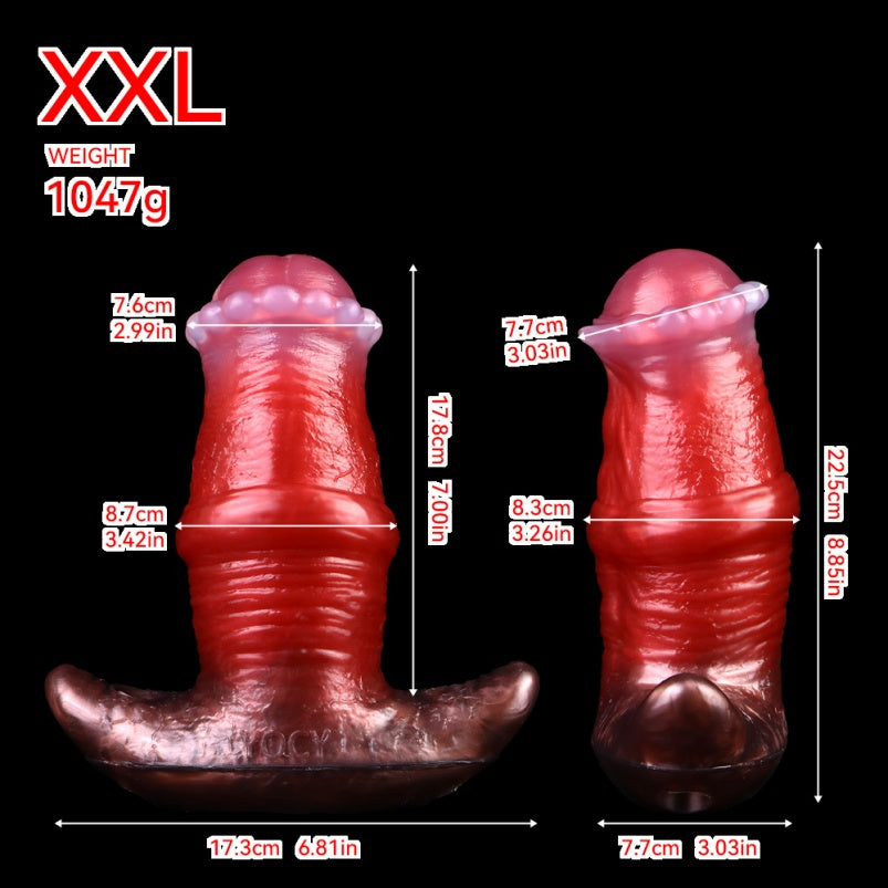 Gode ​​anal fantaisie avec gode ceinture et plug anal – Sextoys en silicone rouge sang, semblables à des bêtes, pour une pénétration profonde