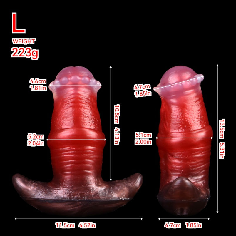 Gode ​​anal fantaisie avec gode ceinture et plug anal – Sextoys en silicone rouge sang, semblables à des bêtes, pour une pénétration profonde