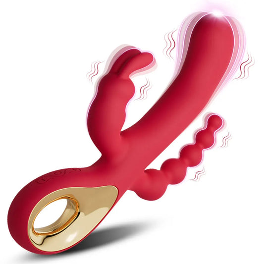 Kaninchen G-Punkt Vibrator Anal Perlen Butt Plug 3-in-1 weibliches Sexspielzeug